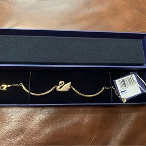 NIBWT Swarovski Gold Pave Swan Bracelet